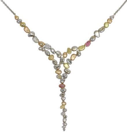 Appraisal: Estate kt tricolor gold pebble waterfall necklace designed by Paul