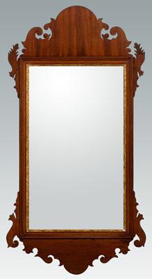 Appraisal: James Stokes Chippendale mirror arched crest and scrolled ears line