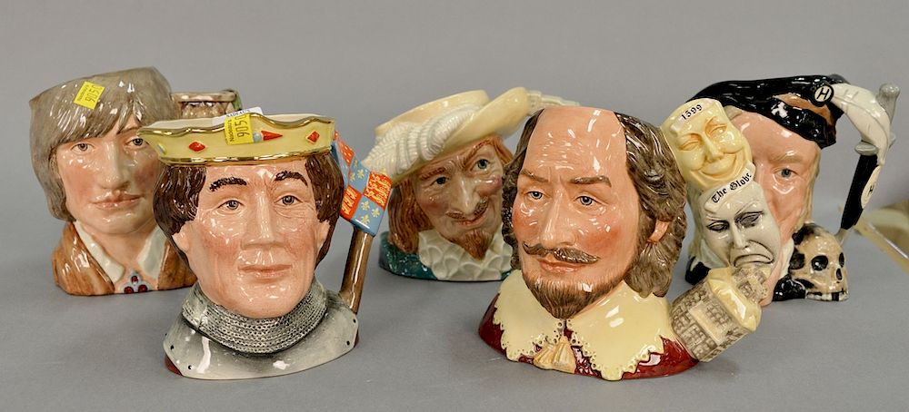 Appraisal: Group of five Royal Doulton character mugs including Hamlet Romeo