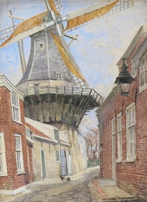 Appraisal: Jules Lessore French - The windmill Signed and dated Watercolour