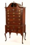 Appraisal: HIGHBOY - Custom made Chippendale style mahogany highboy Bonnet top