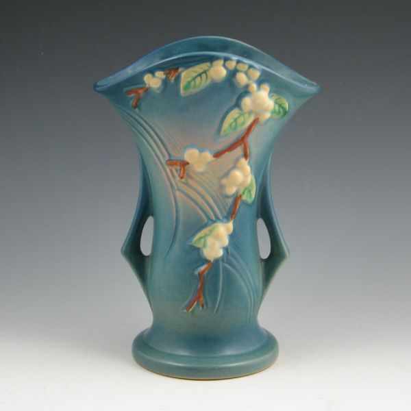 Appraisal: Roseville Snowberry vase in deep blue Marked Roseville USA V