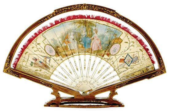 Appraisal: Fine French painted and ivory fan th th century painted