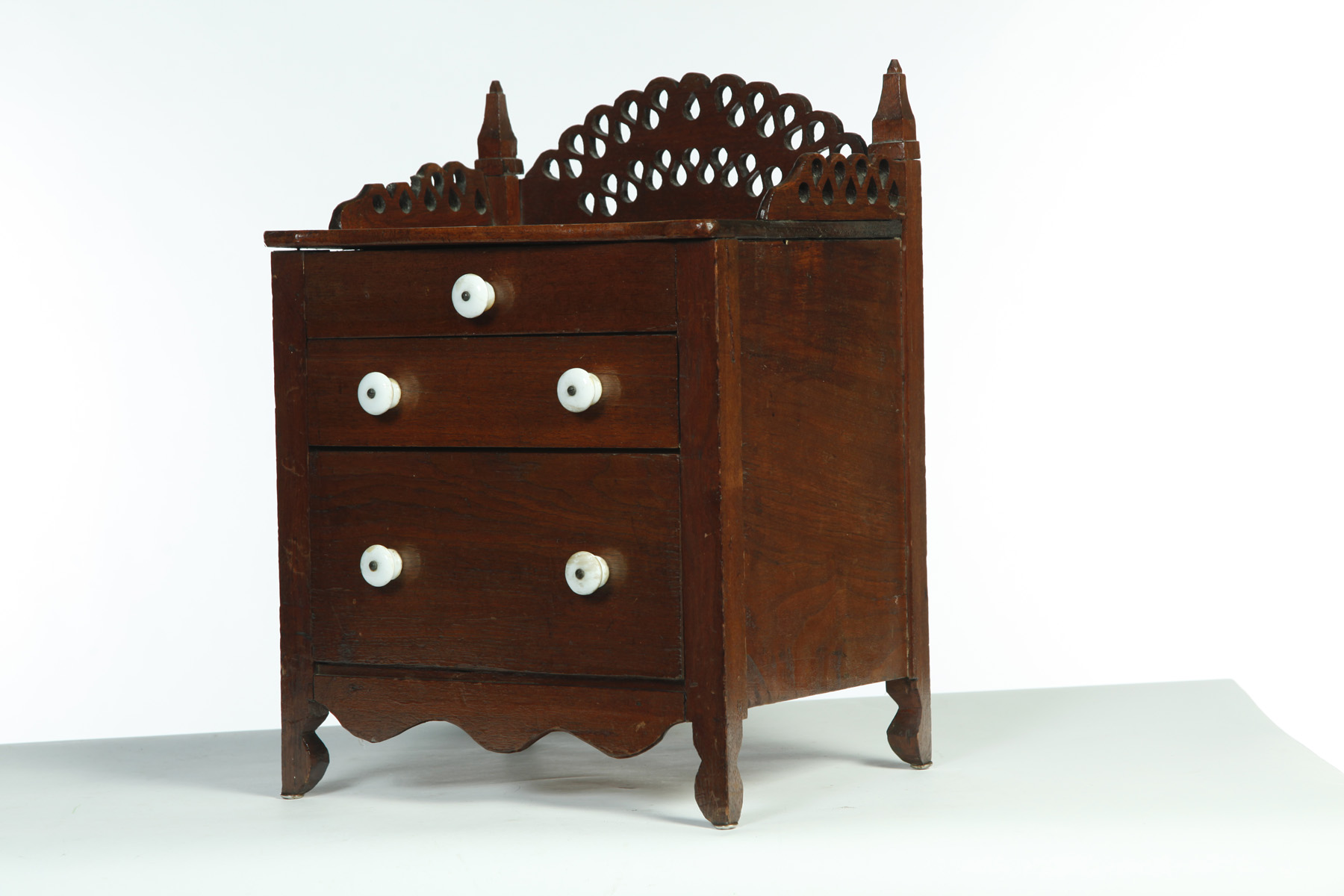 Appraisal: MINIATURE CHEST American th quarter- th century walnut with pine