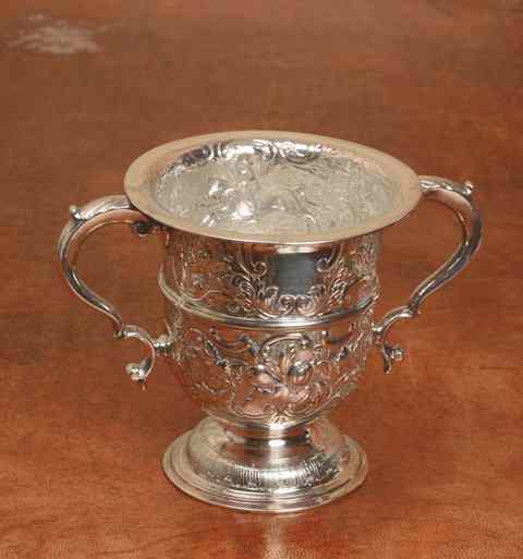 Appraisal: A GEORGE III SILVER TWO HANDLED CUP with double 'C'