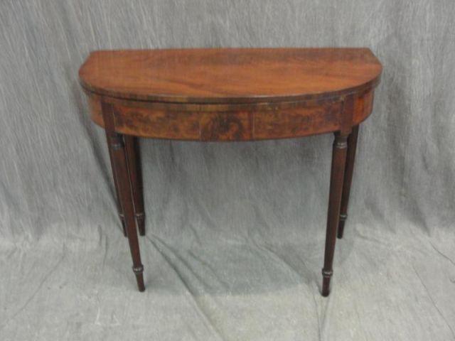 Appraisal: th Century Flip Top Demilune Game Table As is From