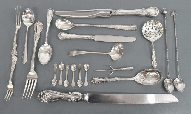 Appraisal: lot of Assorted sterling silver flatware highlights include Tiffany Co