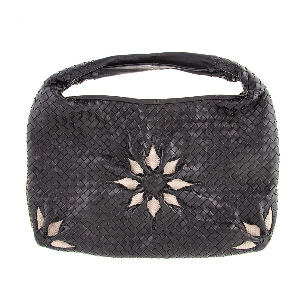 Appraisal: A Bottega Veneta Intrecciato Leather Flower Hobo A black Intrecciato