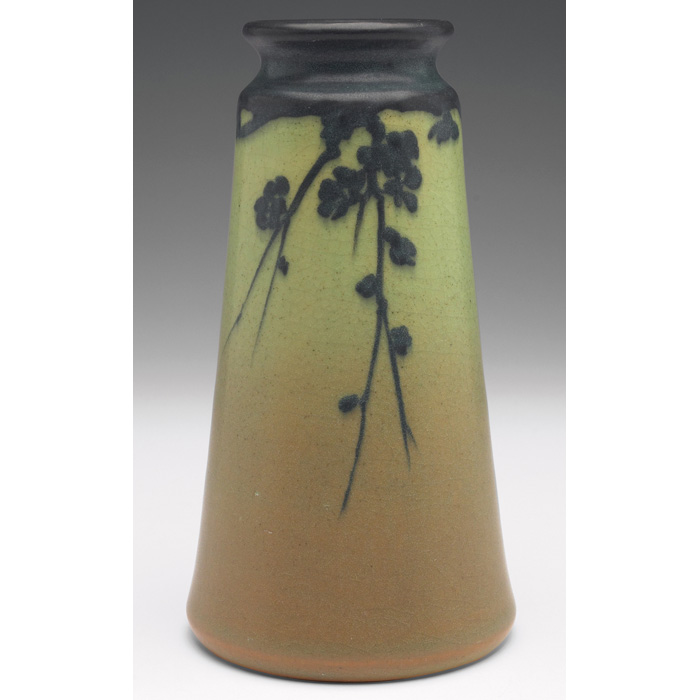 Appraisal: Nice Rookwood vase Green Vellum glaze with painted cherry blossoms