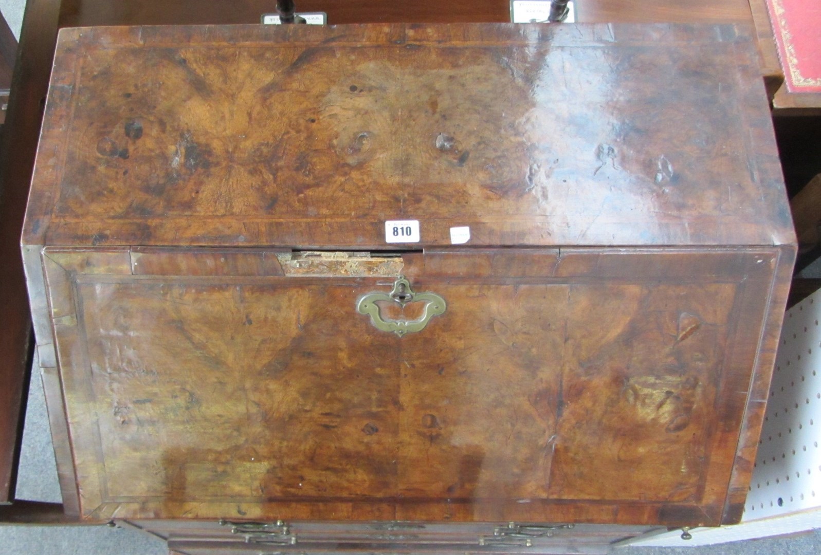 Appraisal: An early th century feather banded figured walnut bureau the