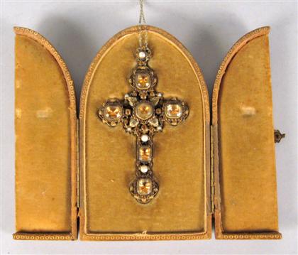 Appraisal: Victorial gilt metal cross with faceted glass insets backed by