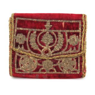 Appraisal: Antique Judaica Embroidered Velvet Tallit Bag Antique Judaica Embroidered Velvet