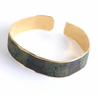 Appraisal: Roman Egyptian bronze cuff mounted in - k gold interior