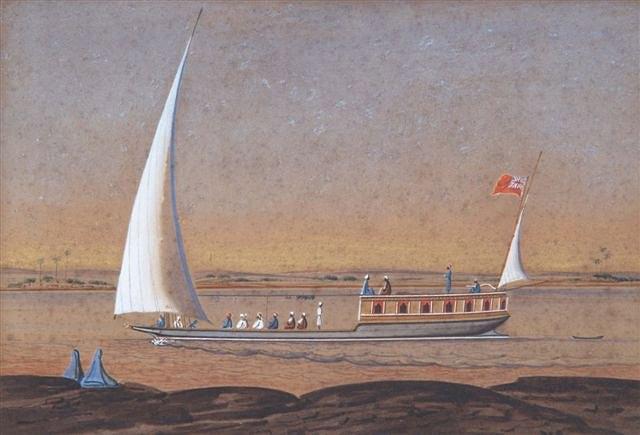 Appraisal: TH CENTURY SCHOOL - A Nile boat watercolour heightened in