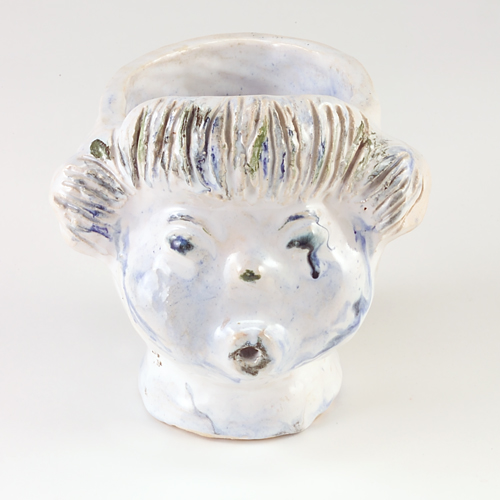 Appraisal: VALLY WIESELTHIER Head-shaped planter covered in white blue and green