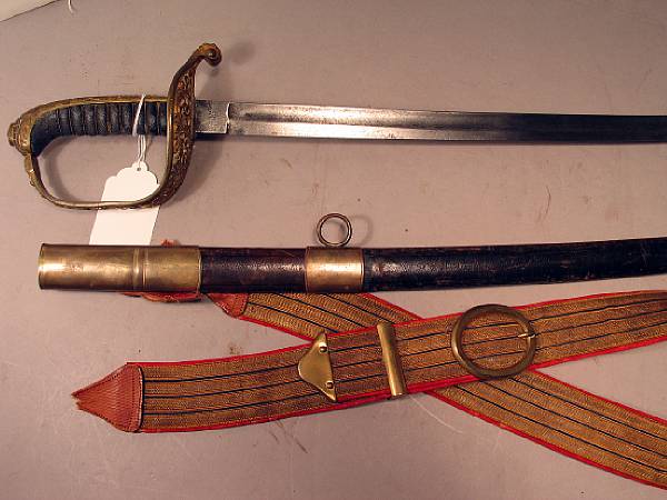 Appraisal: An Austrian officer's saber circa Slightly curved inch blade marked