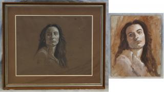 Appraisal: Bill Ewing American PA th Century mixed media Portraits of