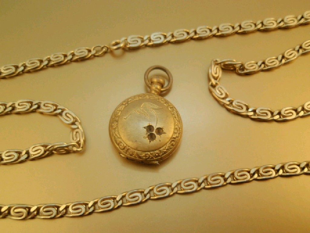 Appraisal: A gold plated chain and locket