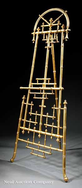 Appraisal: An American Aesthetic Faux Bamboo Giltwood Easel late th c