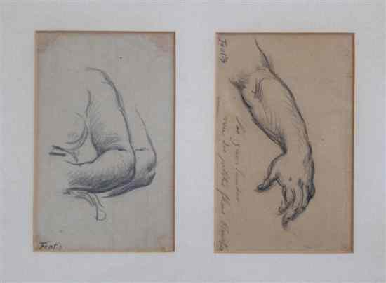 Appraisal: Henri Fantin-Latour - two black chalk sketches Studies of an