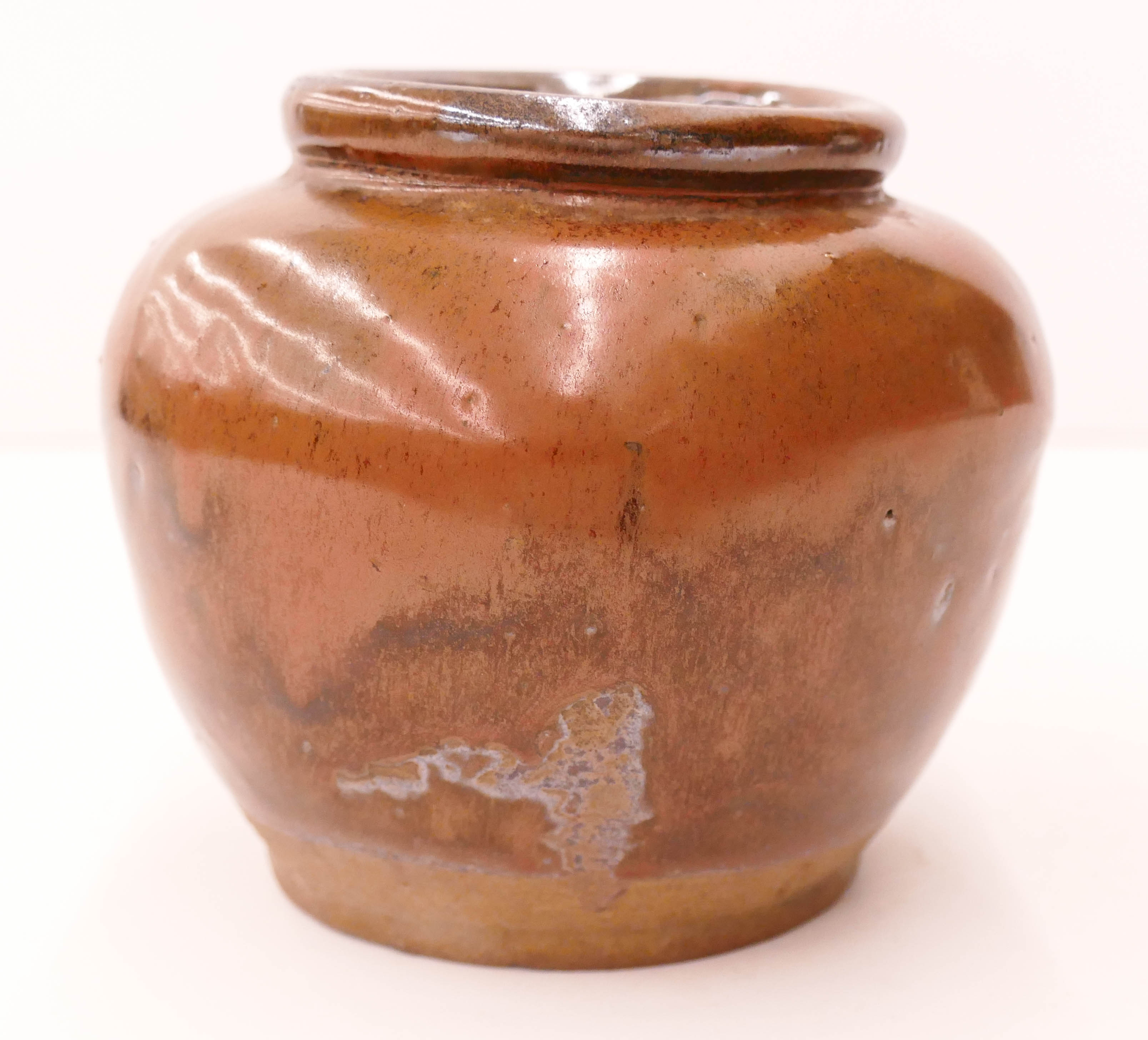 Appraisal: Chinese Yuan Ming Russet Drip Glaze Jar ''x '' Thick