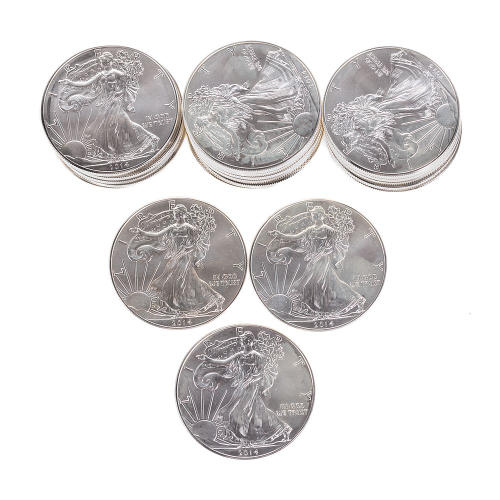 Appraisal: One Roll BU Silver American Eagles In original mint tube