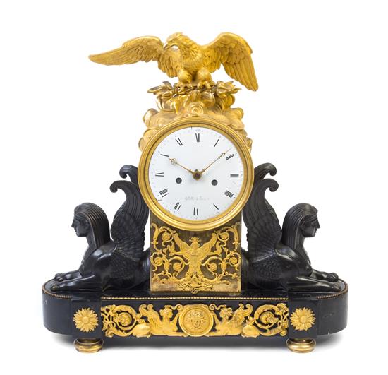 Appraisal: Sale Lot A Directoire Gilt and Patinated Bronze Mantel Clock