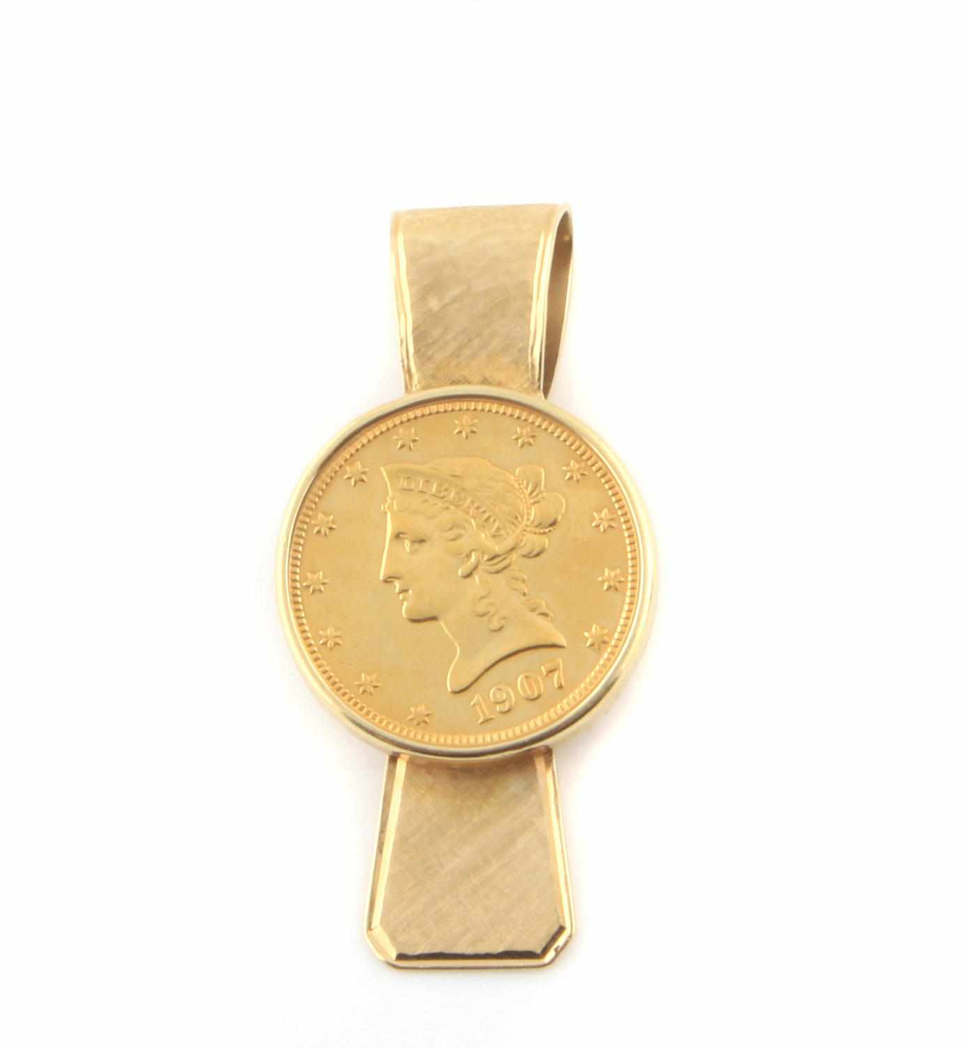 Appraisal: A Liberty coin and gold money clip g gross