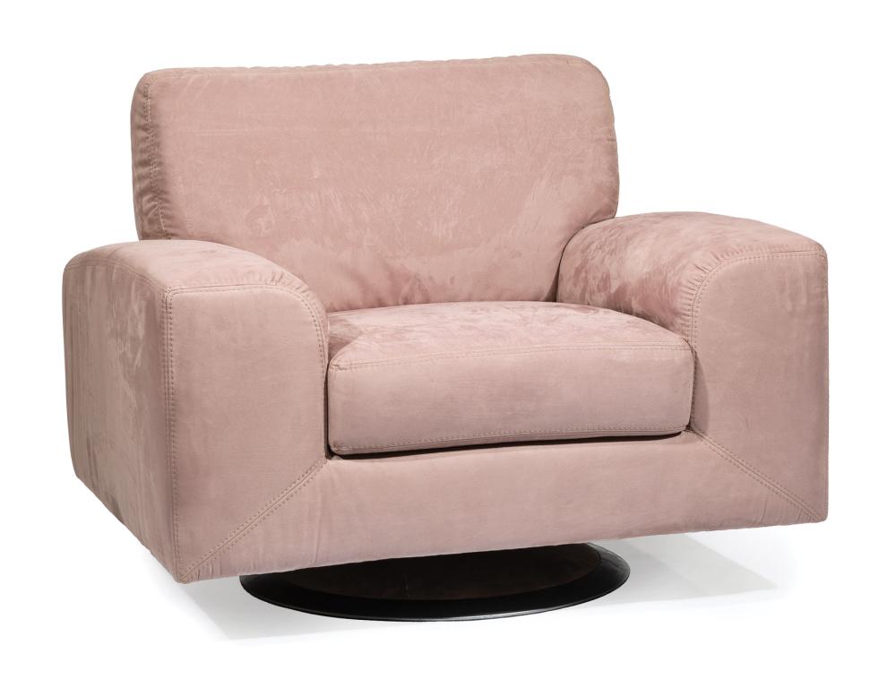 Appraisal: Modern Swivel Armchair floating cube form shaped back and arms