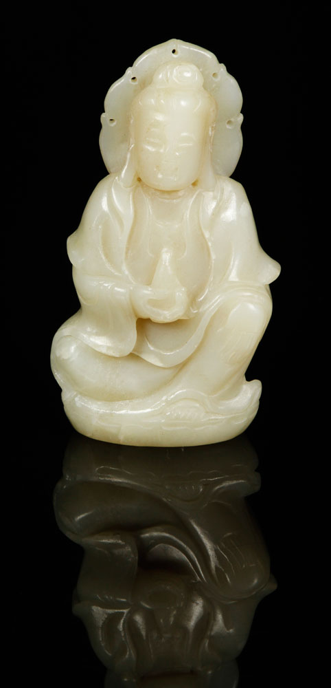 Appraisal: - Chinese Carved Jade Buddha Chinese Buddha carved jade h