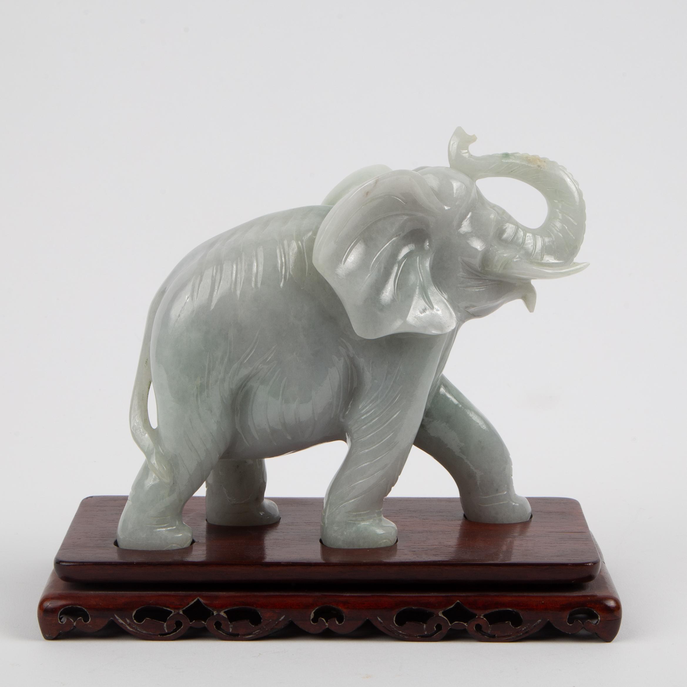 Appraisal: CHINESE BURMESE JADEITE JADE ELEPHANT TH C Large walking elephant