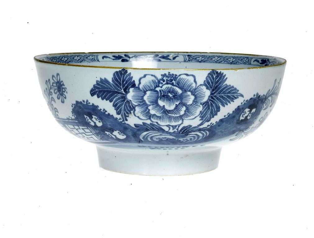 Appraisal: AN ENGLISH DELFTWARE BOWL PROBABLY LONDON painted in cobalt with