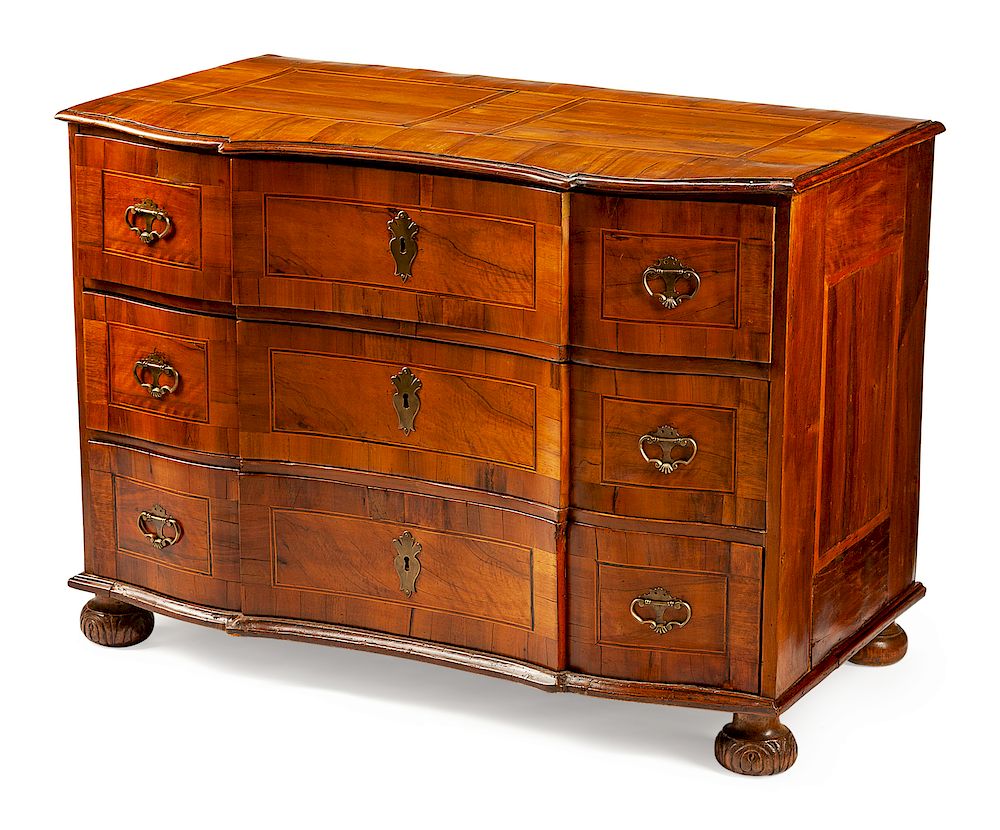 Appraisal: A German Baroque Inlaid Walnut Chest of Drawers A German