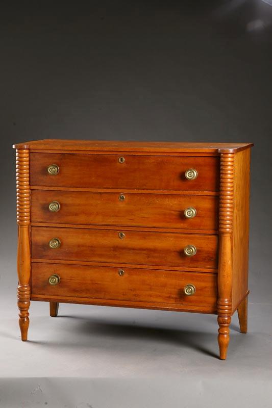 Appraisal: SHERATON CHEST OF DRAWERS Possibly Midwestern early th century cherry