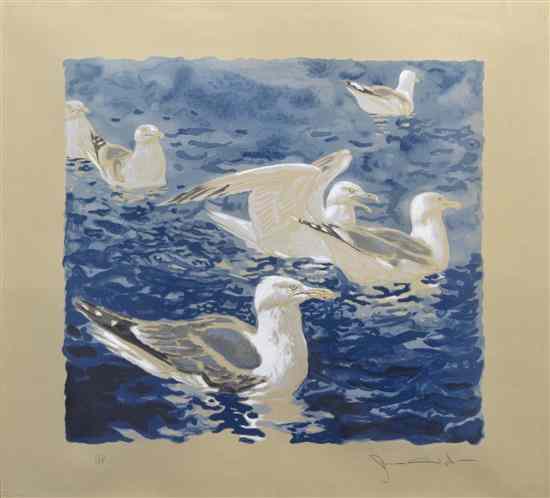 Appraisal: Jamie Wyeth American b Seagulls lithograph edition A P signed