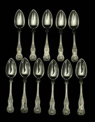 Appraisal: Eleven American Coin and Sterling Silver 'Kings' Pattern Dessert Spoons