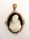 Appraisal: BROOCH - Rare black and white oval hard stone cameo