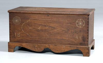 Appraisal: Rare sulphur inlaid Southern chest walnut with poplar secondary dovetailed