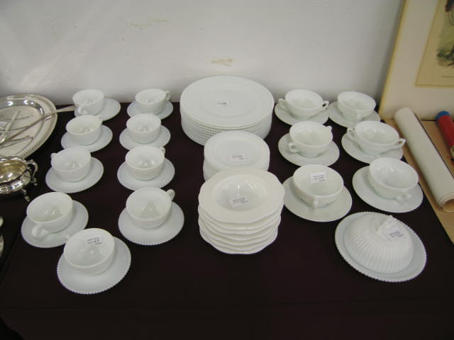 Appraisal: Pc Milk Glass Dinner Service plates bowls cups saucers cream