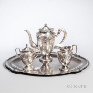 Appraisal: Maciel Four-piece Silver Coffee Service Mexico - Coffeepot covered sugar