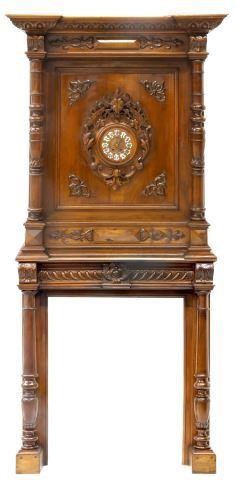 Appraisal: Monumental French walnut fireplace surround th c the upper part