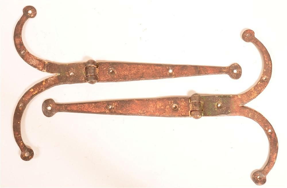 Appraisal: Pair of th Century Ram's Horn Strap Hinges Pair of