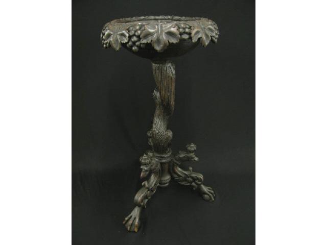 Appraisal: Black Forest Victorian Carved Wooden Plant Stand elaborate grape vine