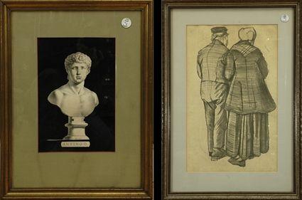 Appraisal: th Century School Four Prints and Drawings Together with a