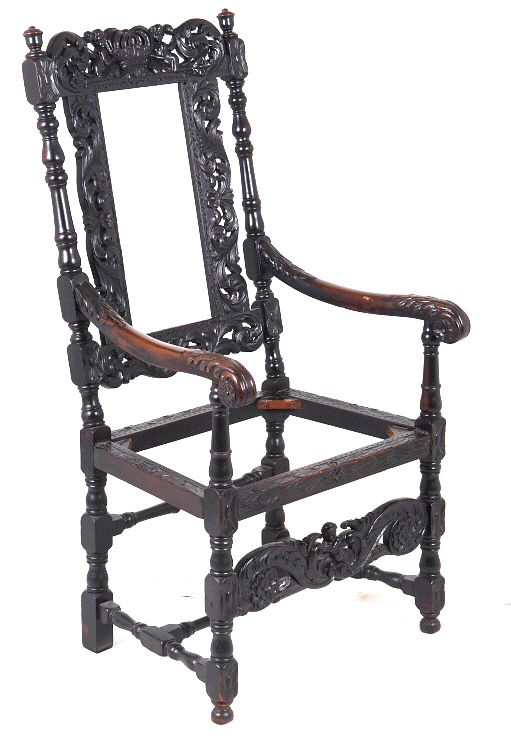 Appraisal: th Century Flemish Carved Chair RARE For your consideration is