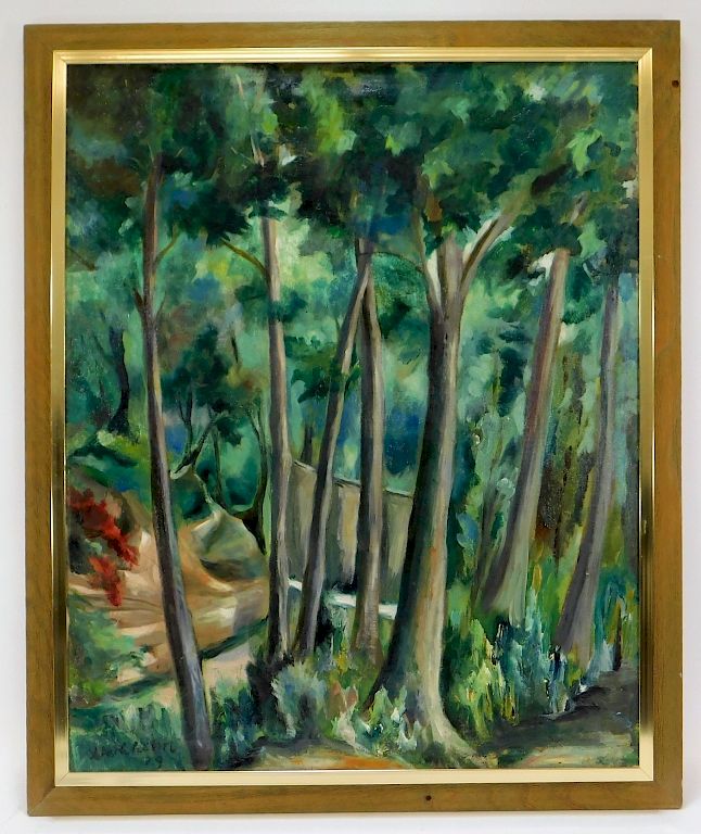 Appraisal: Isidor Ascheim Modernist Forest Landscape Painting Isidor Ascheim Modernist Forest