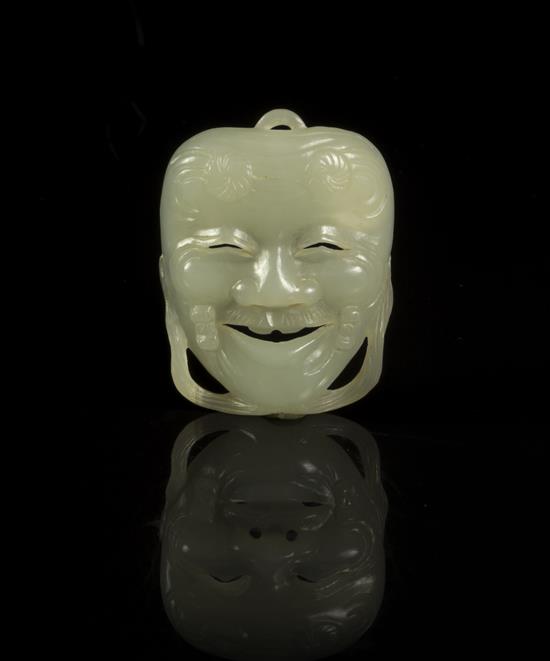 Appraisal: Sale Lot A Jade Miniature Okina Mask of an even