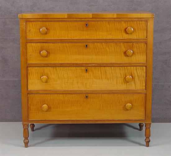 Appraisal: Maple Cherry Sheraton Four Drawer Chest of Drawers Circa Top