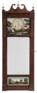 Appraisal: American Federal Eglomis Clock New England circa the mirrored door