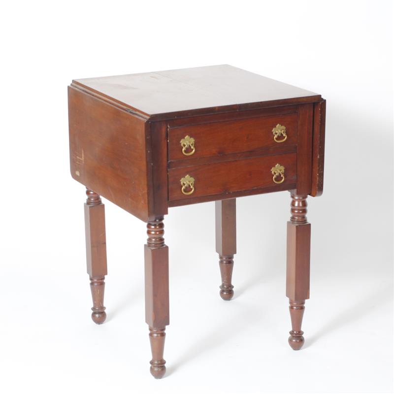 Appraisal: American drop leaf two drawer side table H x W